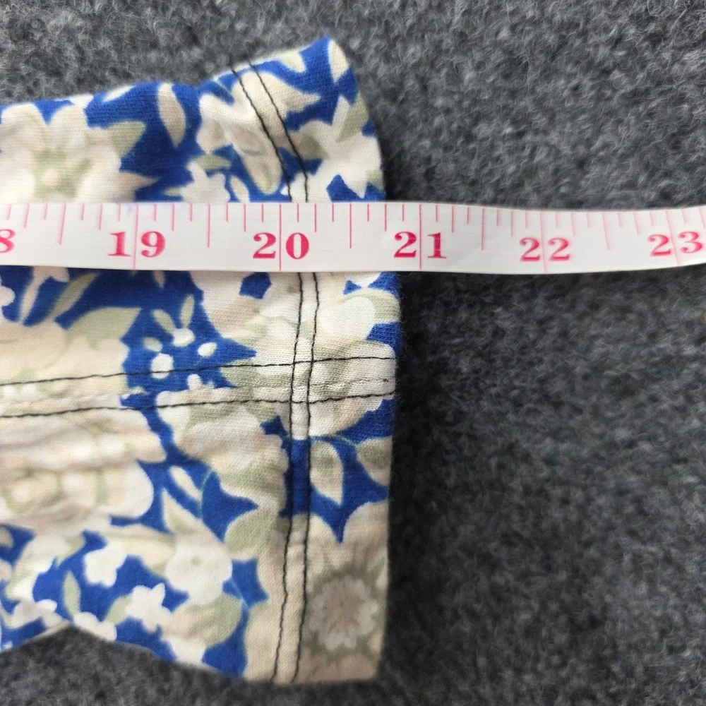 Free People FP Movement Floral Top Long Sleeve Cotton Boho Tee Large Blue Yellow